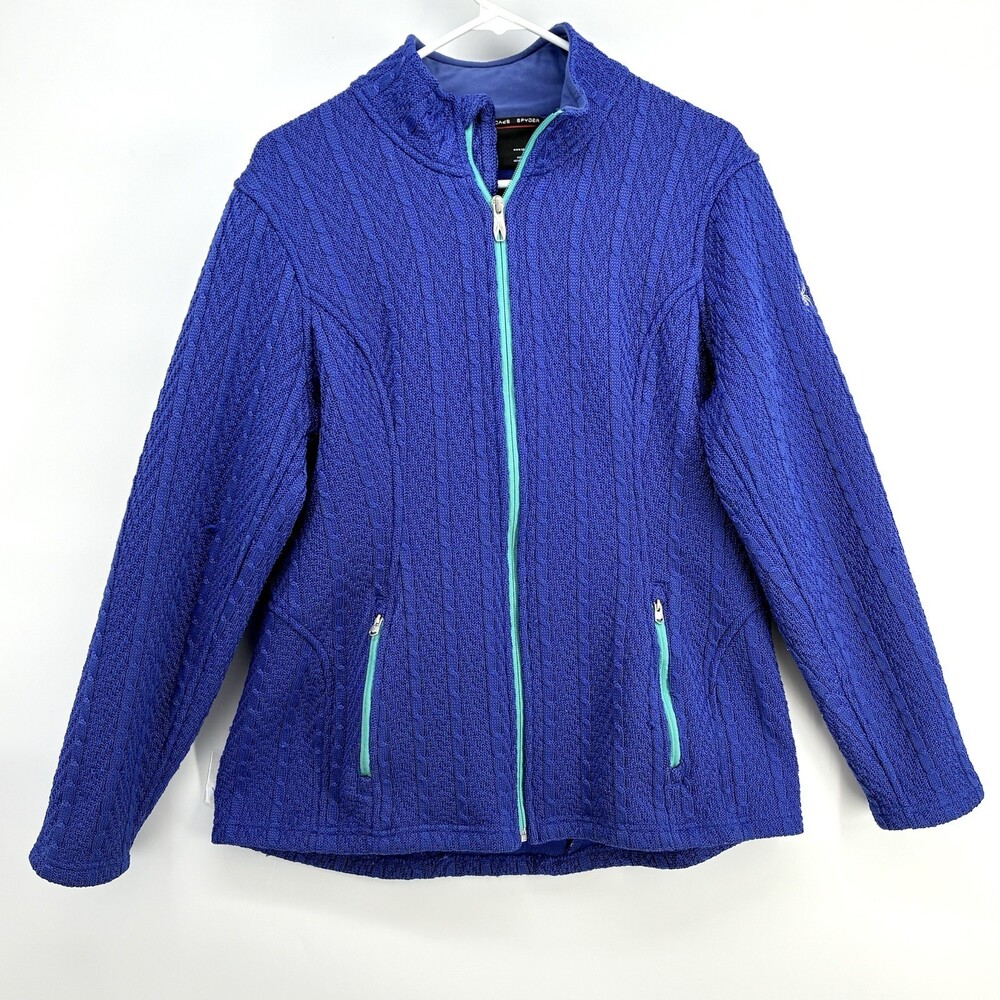 Spyder Major Cable Stryke Full Zip Fleece Jacket Womens XL Cobalt Blue (F)